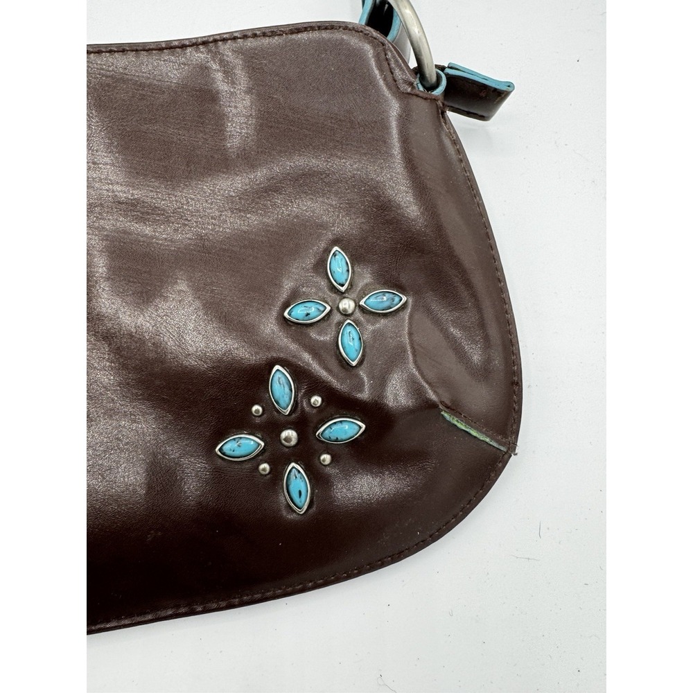 VTG XOXO Y2K Brown With Turquoise Shoulder Bag EUC PT3 - Picture 3 of 7